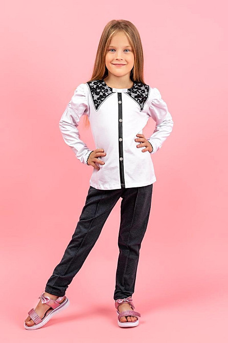 Блуза для девочек, белая топ Крохатушка одяг 122-128 Киев - изображение 1