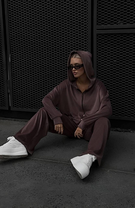 Женский прогулочный костюм двойка: кофта и штаны из плюшевого велюра Мокко, 46/48 Одесса - изображение 3