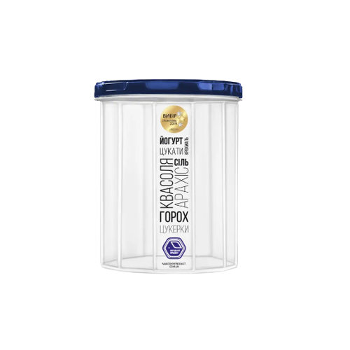 Ємність для сипучих продуктів 1л прозорий/індіго Народний продукт Житомир