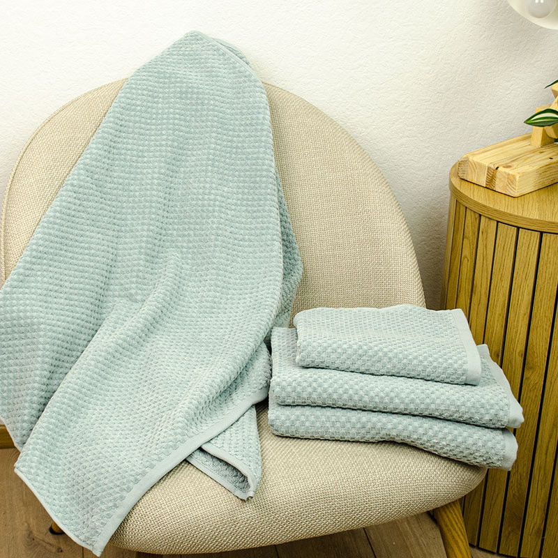 Набор махровых полотенец однотонных 2шт 50x90см, 70x140см Damask Премиум качества Жаккардовое с велюром 550г/м2 (Мятный) Сумы - изображение 2