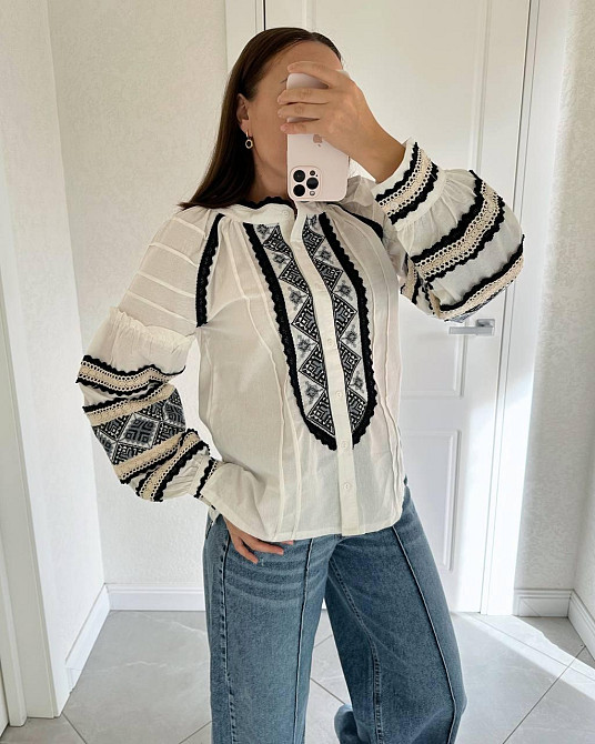 Вишиванка жіноча з вишитими рукавами 80% бавовна 44 Одеса - фото 1