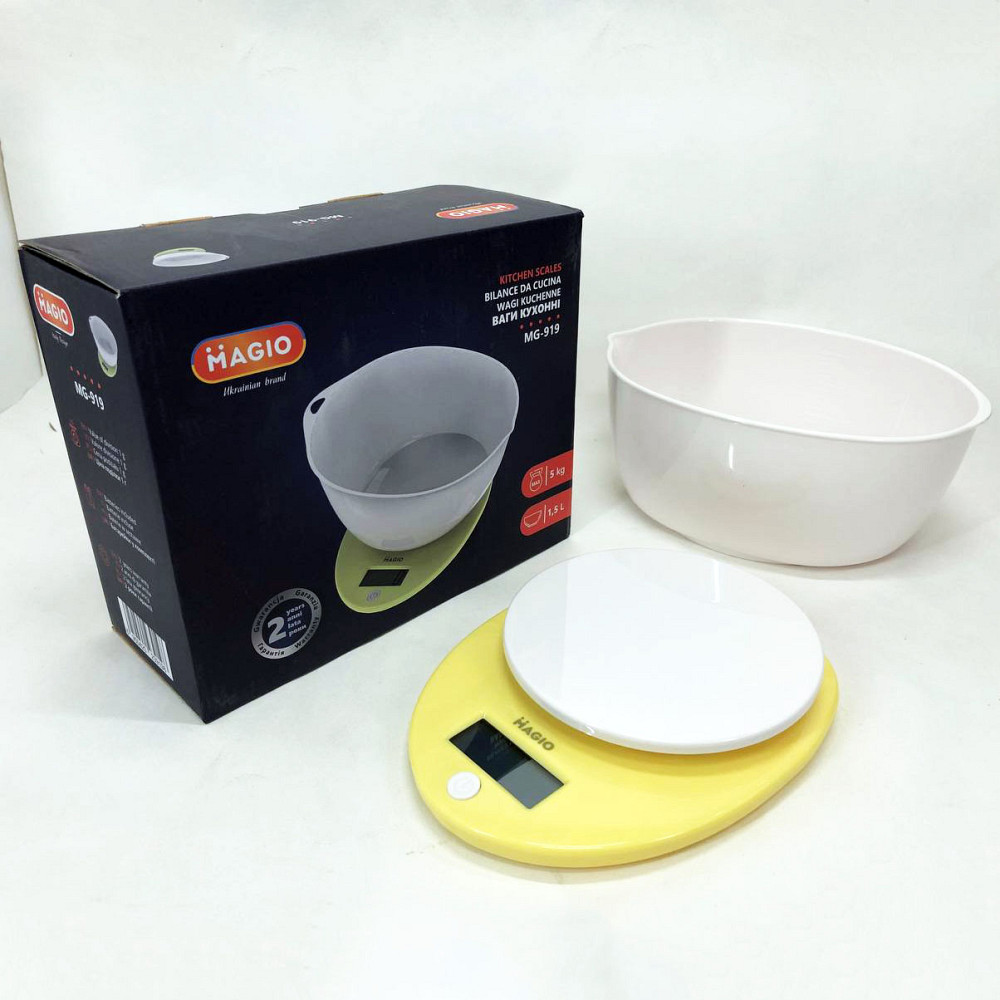 Кухонные весы с чашей с тарой Magio, Простые кухонные весы чашей тарелкой Веса в подарок WH-39 Львов - изображение 2