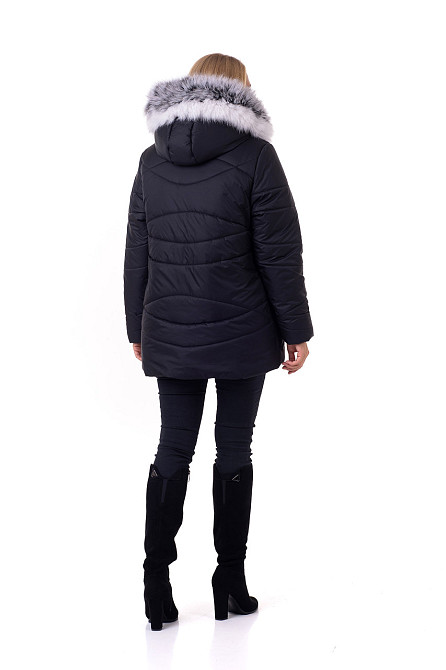 Женский короткий чёрныая куртка пуховик с чернобурки. 48-62р. Киев - изображение 3