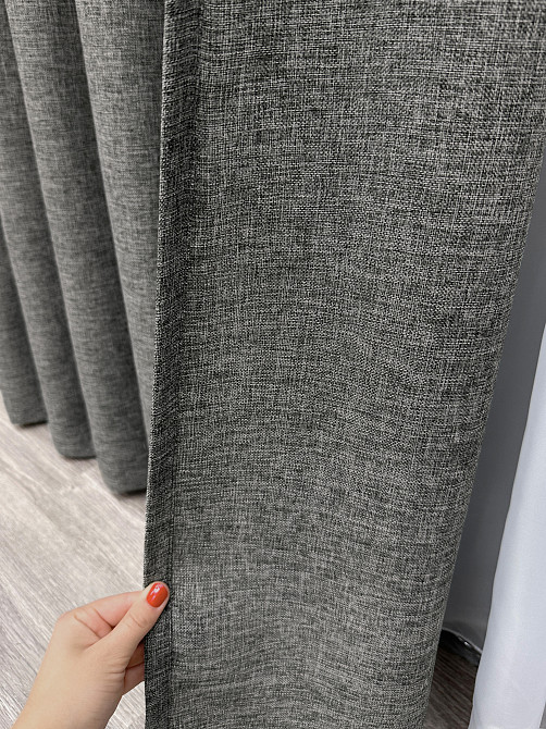 Комплект готових штор VR-Textil Льон Мішковина № 108ш Сірий 120х270см 2 шт (39-0035) Київ - фото 7