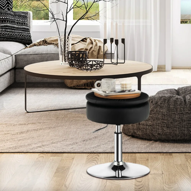 Пуф кресло табурет черный вращающийся с хранилищем для косметики и вещей Киев - изображение 3