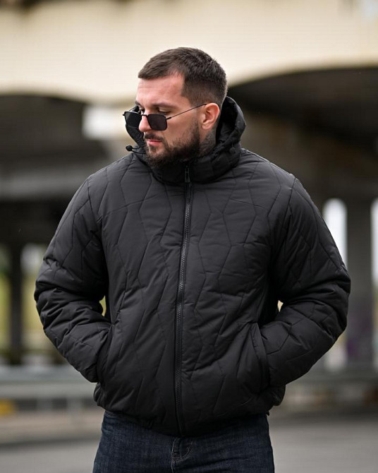 Чоловіча зимова куртка jenson чорна ПП8102 Одеса - фото 1