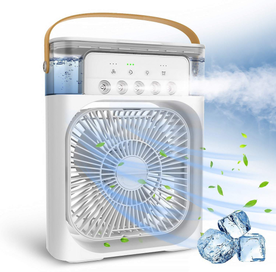 Вентилятор Air Cooler Fan USB с увлажнителем воздуха и подсветкой (Белый) Винница