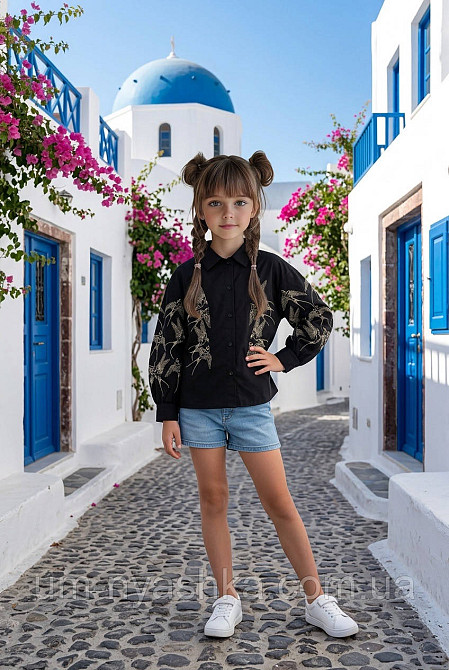 Белая рубашка с вышивкой Ласточки 134-152 Кривой Рог - изображение 4