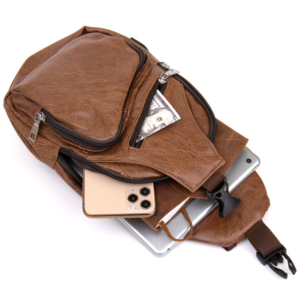 Сумка крос боді смарт зі шкірозамінника Vintage 20573 Руда Київ - фото 4