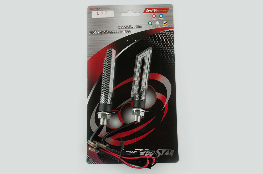 Повороти світлодіодні, катана (пара) (карбон, біле скло) ST Київ - фото 1