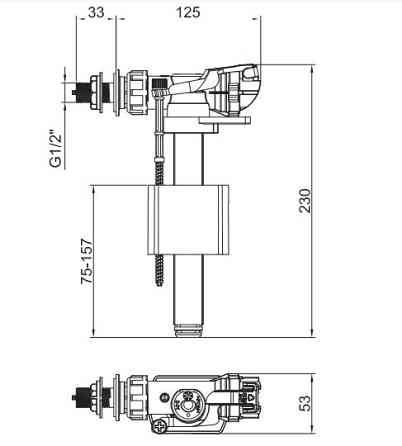 Арматура наповнювальна Koer KT-0106-1/2" з боковим підключенням та пластиковим різьбленням 1/2"  ( KR5336 ) 26657 Харків