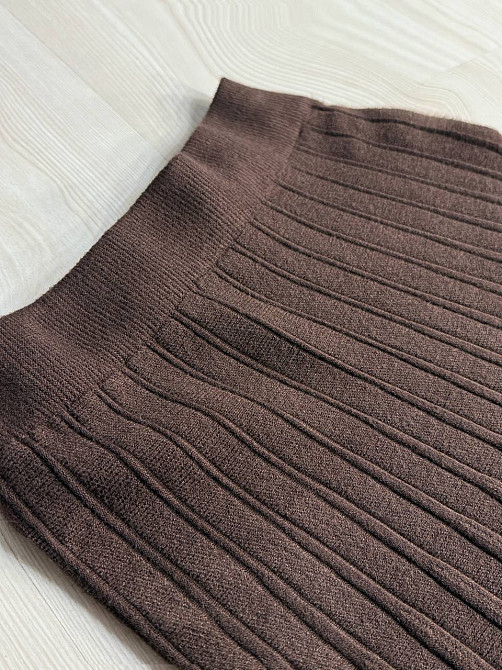 Спідниця жіноча My fashion 8893 в’язана довга максі пліссе трапеція коричнева, коричневий, one size Київ - фото 10