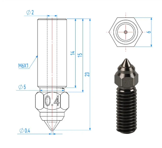 Сопло Hhiddo 0,4 мм із загартованої сталі для 3D-принтерів  Creality K1/K1 MAX Київ