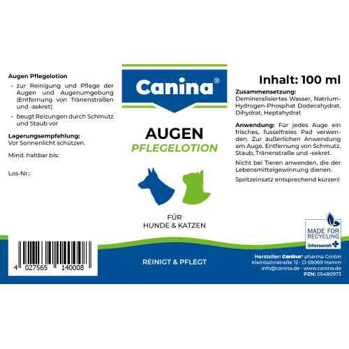 Гігієнічний засіб Canina для собак і котів для догляду за очима лосьйон 100 мл Київ