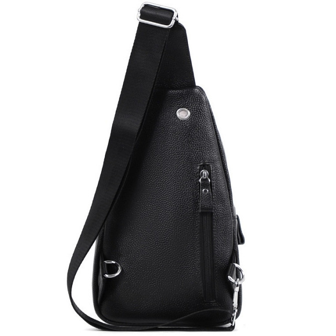 Сумка-слинг мужская черная через плече из натуральной кожи TIDING BAG A25F-515-1A Каменское - изображение 6