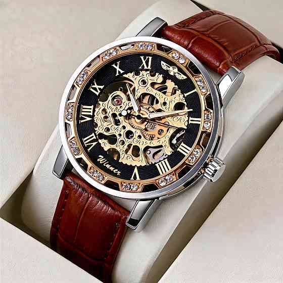 Годинник жіночий механічний Winner Naturale Skeleton Leather (2 ремінці) Вінниця