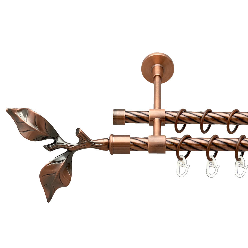 Карниз Orvit Листок Троянди металевий дворядний закритий скручена труба кільце металеве Мідь 16\16 мм 160 см Львов - изображение 1