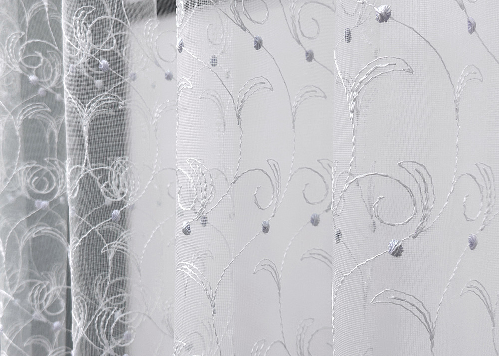 Тюль VR-Textil 1891т Фатин з вишивкою та люрексом Холодний білий 300х120 см (42-0858) Київ - фото 5