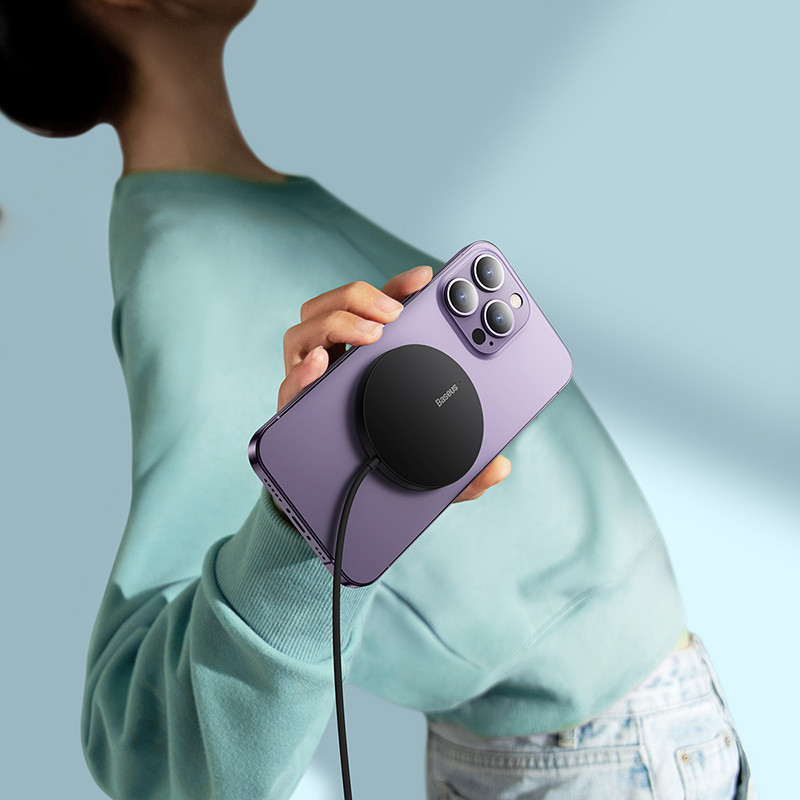 Бездротовий зарядний пристрій Baseus Simple Mini3 Magnetic Wireless Charger 15W Black Київ - фото 6