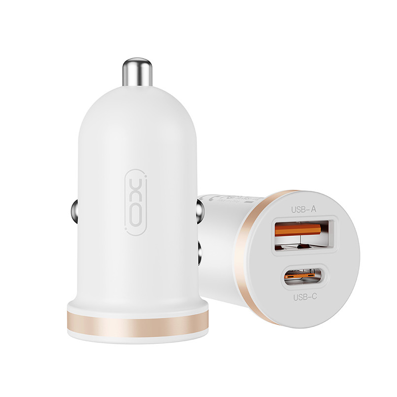 Автомобільний зарядний пристрій XO CC56 Plastic mini 30W+ Type-c кабель білий Львів - фото 2