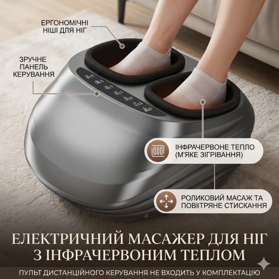 Електричний масажер для ніг Yostyle Shiatsu з інфрачервоним підігрівом, компресійний масаж стоп, 5 режимів, 3 рівні інтенсивності Київ