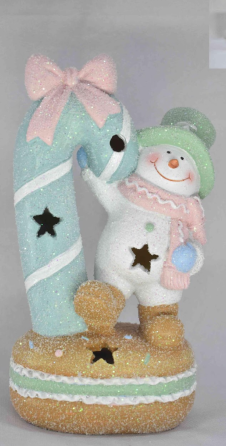 Светящаяся фигурка снеговика с тросточкой 21 см Киев