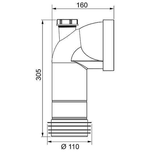 Коліно для унітаза з відведенням Ø110 мм/90° Push-Fit WIRQUIN (9555400) Київ