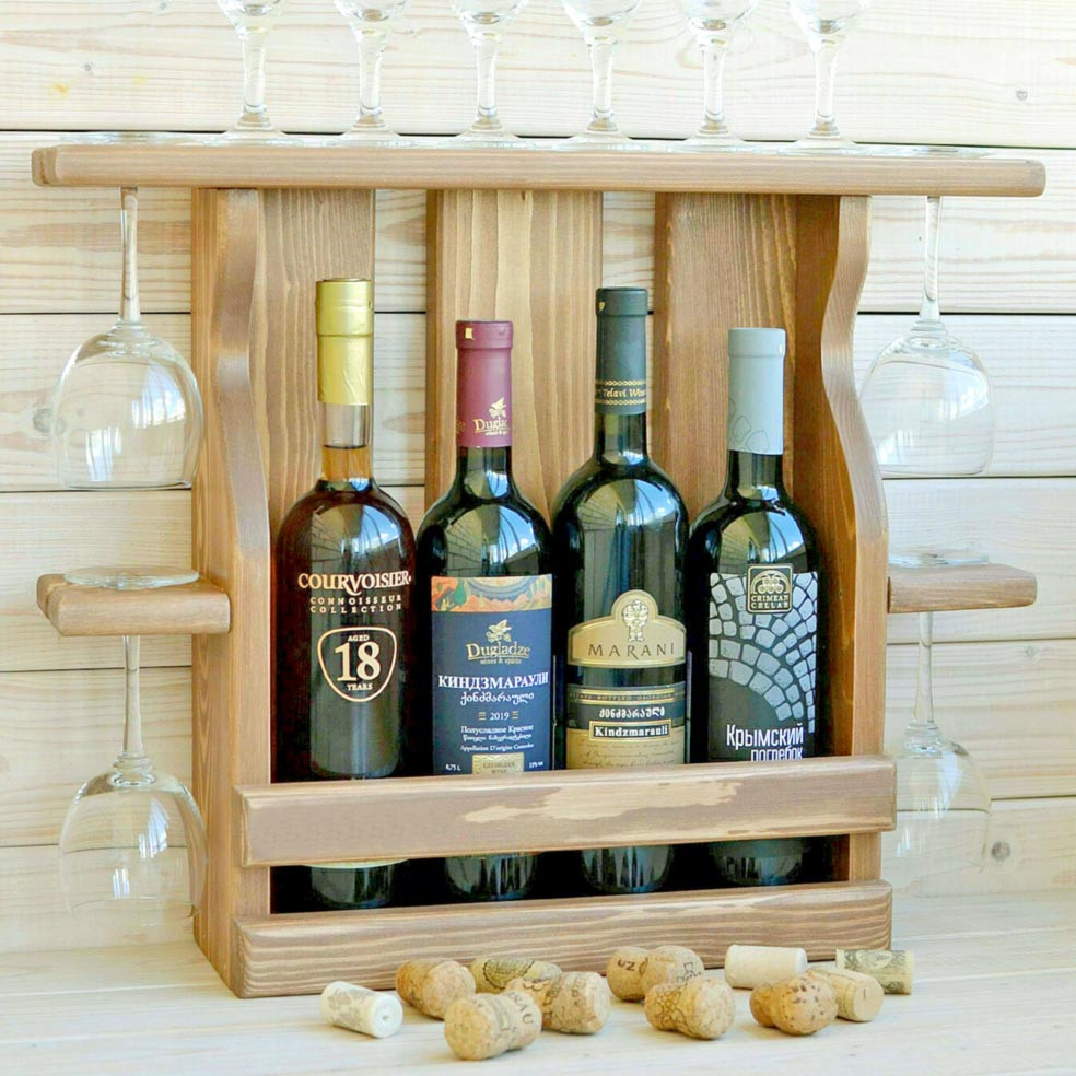 Настінна винна полиця "Накагута 4" сієна Миколаїв - фото 1