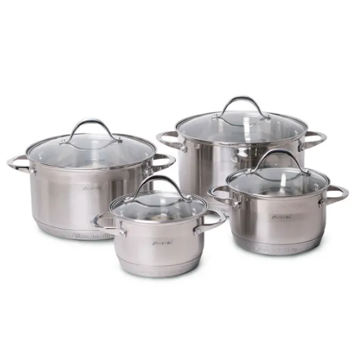 Набір каструль 8 предметів (каструлі 1,8/2,3/3,3/5,8л) нержавіюча сталь 7-шарове дно 4708S KAMILLE Житомир - фото 1