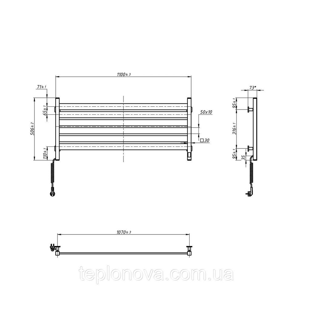 Электрическое полотенцесушитель NAVIN Largo 1100х500 Sensor с Wi-Fi, широкий левосторонний, белый бархат Черновцы - изображение 8