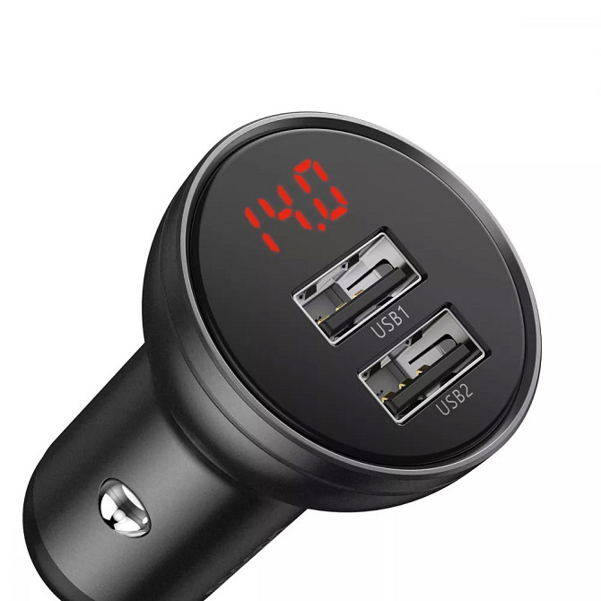Автомобільний зарядний пристрій Baseus Digital Display Dual USB 4.8 A Car Charger 24 W CCBX-0G (Сірий) Миколаїв - фото 2