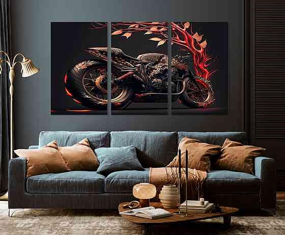 Модульная картина в гостиную / спальню   Мотоцикл   ART-148_3A 100х150 см Киев