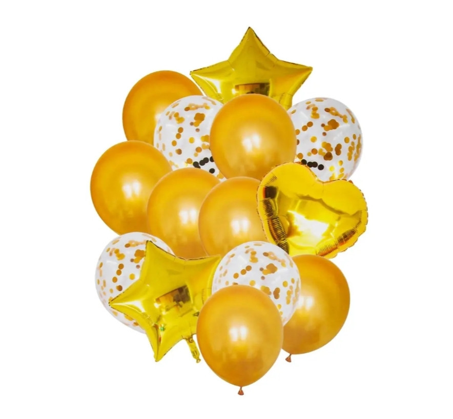 Шарики фольгированные золотой цвет микс 14шт Киев - изображение 1