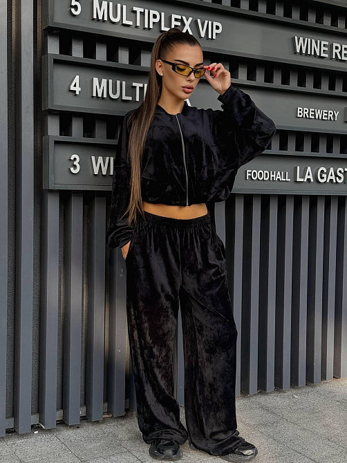 Женский прогулочный костюм двойка: кофта и штаны велюр мрамор Одесса - изображение 1