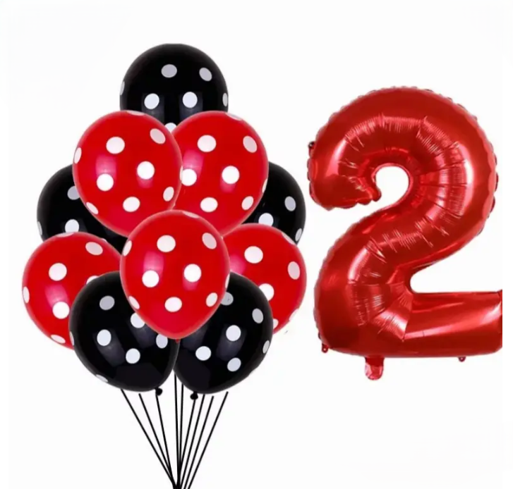 Шарики Леди Баг и шарик цифра 2 11 штук 32 дюйма красно-черный Киев - изображение 1
