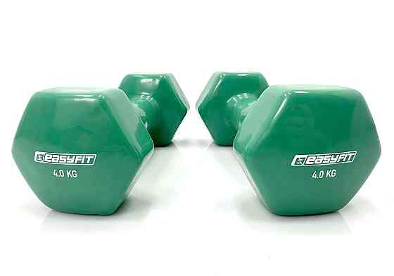 EasyFit Гантель для фітнесу 4.0 кг EasyFit із вініловим покриттям зелена Коломыя