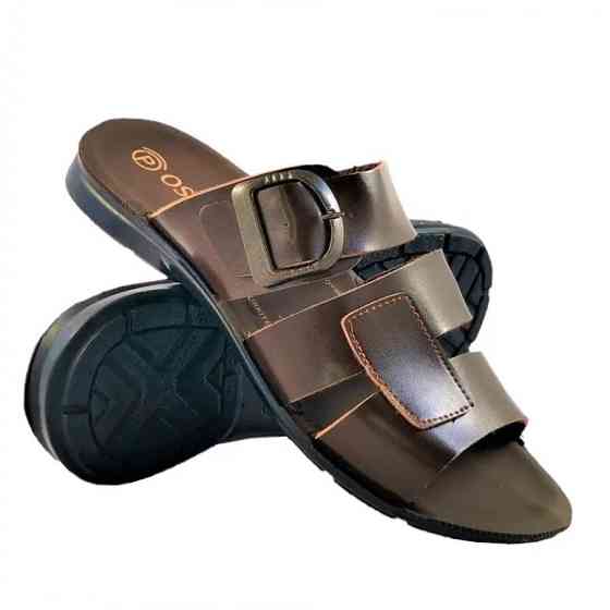 Чоловічі Шльопанці Тапочки Сланці Коричневі Шкіряні (розміри: 41,42,43,44,45) Дніпро