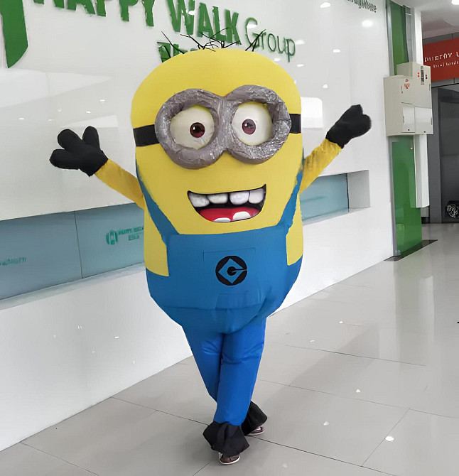 Надувной костюм Миньон двуглазый RESTEQ для взрослых — костюм на Хэллоуин, рост 150–185 см, с вентилятором Киев - изображение 2