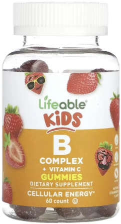 Витамины группы В + С для детей Lifeable B Complex + Vitamin C Kids 60 жев таб клубника Киев