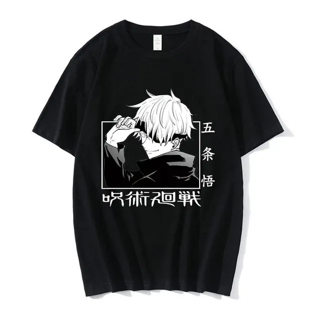 Футболка для мальчика с аниме принтом Магична Битва / Годжо оверсайз (рост от 165 до 180 ) Черный AnimeT1085m Днепр - изображение 1