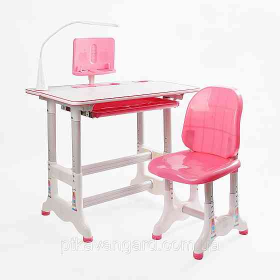 Парта школьная детская со стульчиком и лампой UL-90311 / Комплект растущая парта и стул розовый Хмельницкий