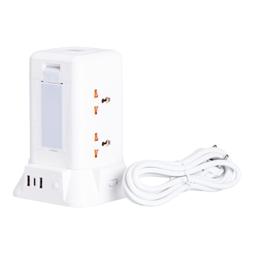 Мережевий фільтр подовжувач 2.8 м з лампою на 6 універсальних розеток з 2 USB, 1 Type-C, бездротова зарядка HP-5-1 Коломия - фото 1