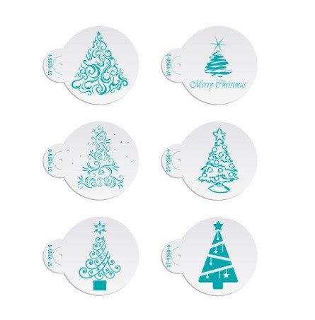 Новорічні трафарети Ялинки 6 штук 11 см сірий Київ - фото 3