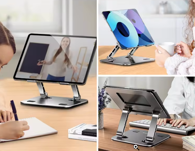 Подставка под ноутбук или планшет металлическая держатель холдер настольный для гаджетов с поворотом на 360 серая Каменец-Подольский - изображение 4