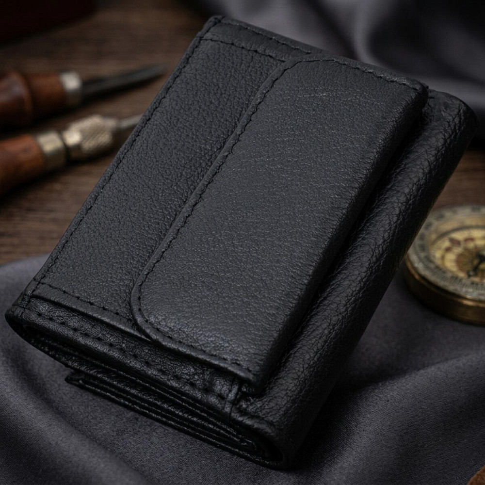 Небольшое женское портмоне с монетницей из натуральной кожи ST Leather 22730 Черный Киев - изображение 14