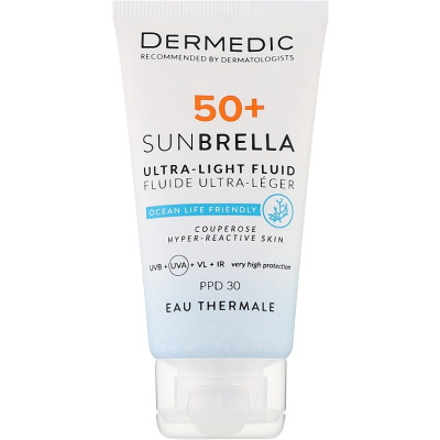 Средство от загара Dermedic Sunbrella Ультралегкий защитный флюид SPF 50+ Для сосудистой и гиперактивной кожи 40 мл (5901643177584) Винница - изображение 1