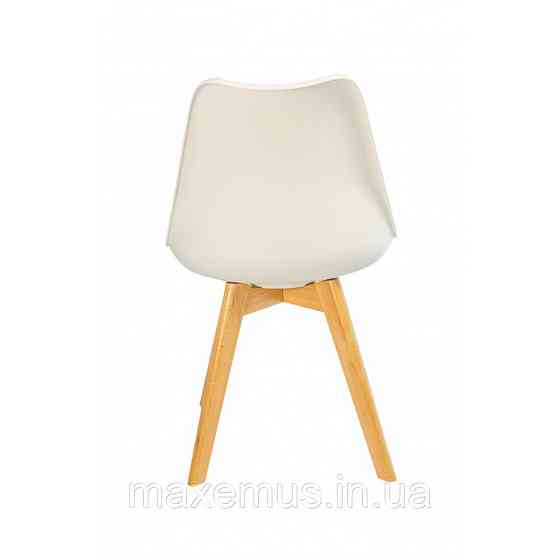 Кресло кухонное Bonro B-487 табурет на ножках дерево бук в гостинную стул с мягким сидением в офис белый Мостиська