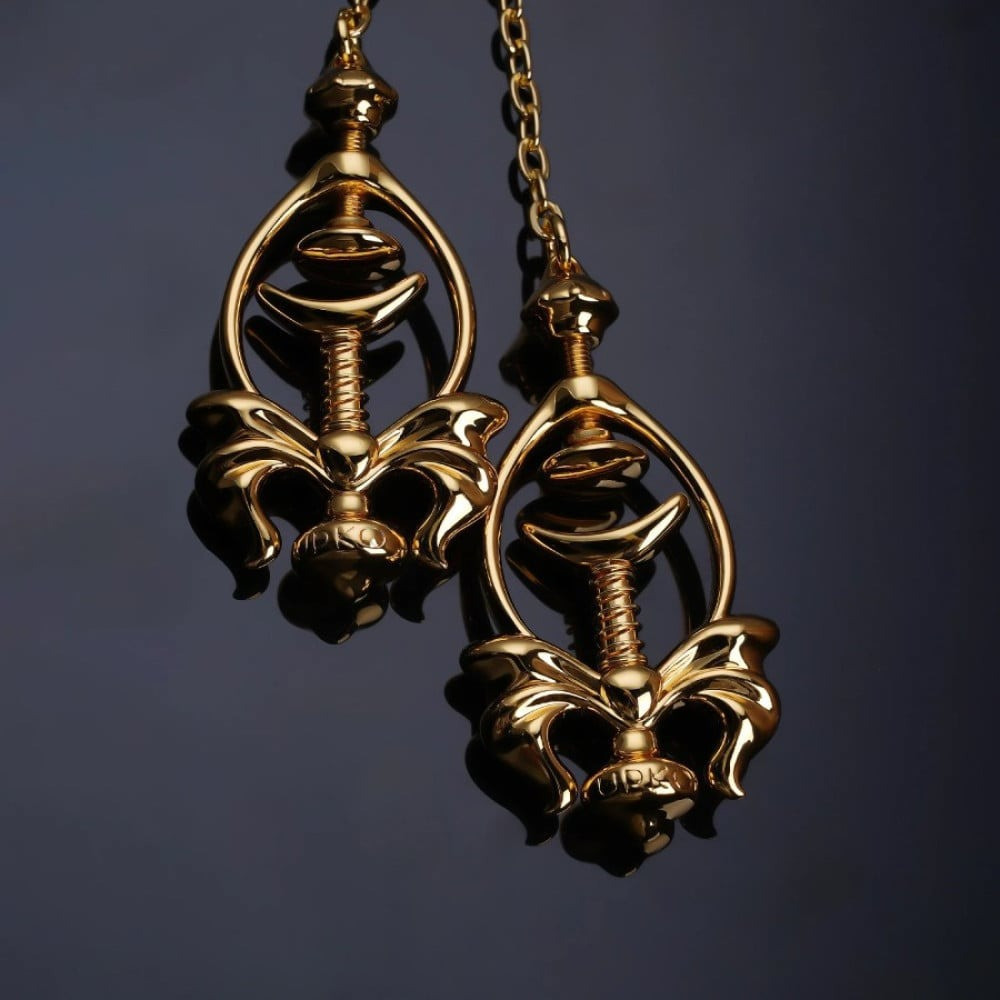 Зажимы для сосков UPKO Pulling Chain Nipple Clamps с цепочкой-ожерельем, золотистые Sex Aura Киев - изображение 10