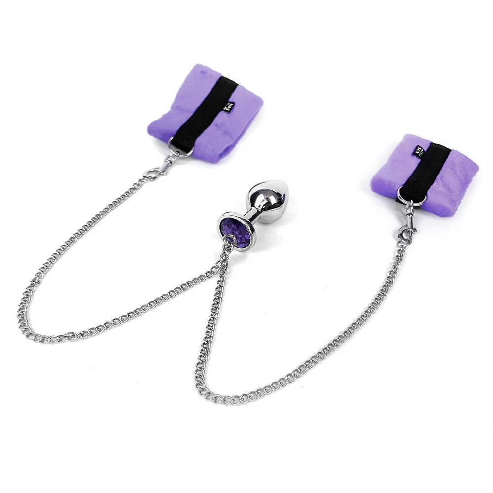Наручники з металевою анальною пробкою Art of Sex Handcuffs with Metal Anal Plug size M Purple Sex Aura Київ - фото 3