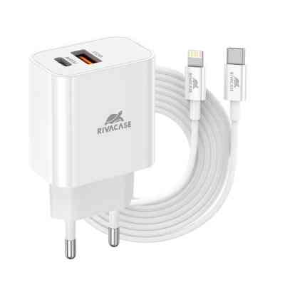 Зарядное устройство RivaCase 2хUSB-А + Type-C PD 20W+QC3.0 кабель Type-C-Lighting white (PS4102 WD5 (White)) Винница